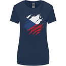 Torn Czechia Flag Czech Republic Day Football Womens Wider Cut T-Shirt Navy Blue