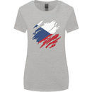 Torn Czechia Flag Czech Republic Day Football Womens Wider Cut T-Shirt Sports Grey