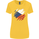 Torn Czechia Flag Czech Republic Day Football Womens Wider Cut T-Shirt Yellow