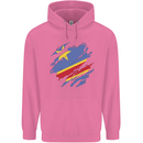 Torn DR Congo Flag Congolese Day Football Childrens Kids Hoodie Azalea