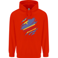 Torn DR Congo Flag Congolese Day Football Childrens Kids Hoodie Bright Red