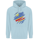 Torn DR Congo Flag Congolese Day Football Childrens Kids Hoodie Light Blue
