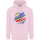 Torn DR Congo Flag Congolese Day Football Childrens Kids Hoodie Light Pink