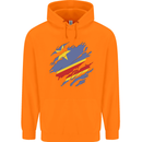 Torn DR Congo Flag Congolese Day Football Childrens Kids Hoodie Orange