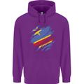 Torn DR Congo Flag Congolese Day Football Childrens Kids Hoodie Purple