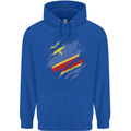 Torn DR Congo Flag Congolese Day Football Childrens Kids Hoodie Royal Blue