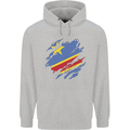 Torn DR Congo Flag Congolese Day Football Childrens Kids Hoodie Sports Grey