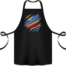 Torn DR Congo Flag Congolese Day Football Cotton Apron 100% Organic Black