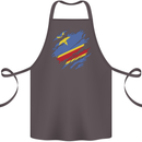 Torn DR Congo Flag Congolese Day Football Cotton Apron 100% Organic Dark Grey