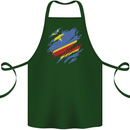 Torn DR Congo Flag Congolese Day Football Cotton Apron 100% Organic Forest Green