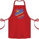 Torn DR Congo Flag Congolese Day Football Cotton Apron 100% Organic Red