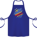 Torn DR Congo Flag Congolese Day Football Cotton Apron 100% Organic Royal Blue