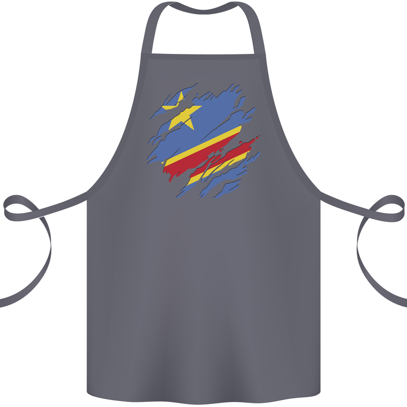 Torn DR Congo Flag Congolese Day Football Cotton Apron 100% Organic Steel