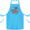 Torn DR Congo Flag Congolese Day Football Cotton Apron 100% Organic Turquoise