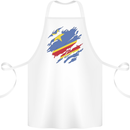 Torn DR Congo Flag Congolese Day Football Cotton Apron 100% Organic White