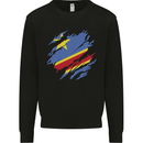 Torn DR Congo Flag Congolese Day Football Kids Sweatshirt Jumper Black