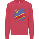 Torn DR Congo Flag Congolese Day Football Kids Sweatshirt Jumper Heliconia