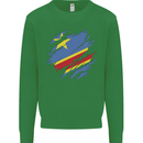 Torn DR Congo Flag Congolese Day Football Kids Sweatshirt Jumper Irish Green