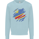 Torn DR Congo Flag Congolese Day Football Kids Sweatshirt Jumper Light Blue