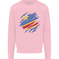 Torn DR Congo Flag Congolese Day Football Kids Sweatshirt Jumper Light Pink