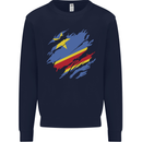 Torn DR Congo Flag Congolese Day Football Kids Sweatshirt Jumper Navy Blue