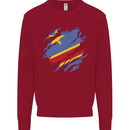 Torn DR Congo Flag Congolese Day Football Kids Sweatshirt Jumper Red