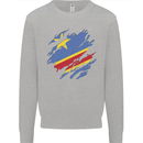 Torn DR Congo Flag Congolese Day Football Kids Sweatshirt Jumper Sports Grey