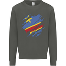 Torn DR Congo Flag Congolese Day Football Kids Sweatshirt Jumper Storm Grey