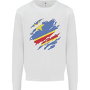 Torn DR Congo Flag Congolese Day Football Kids Sweatshirt Jumper White