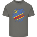 Torn DR Congo Flag Congolese Day Football Kids T-Shirt Childrens Charcoal