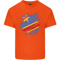 Torn DR Congo Flag Congolese Day Football Kids T-Shirt Childrens Orange