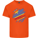 Torn DR Congo Flag Congolese Day Football Kids T-Shirt Childrens Orange