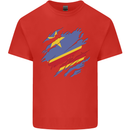 Torn DR Congo Flag Congolese Day Football Kids T-Shirt Childrens Red