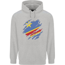 Torn DR Congo Flag Congolese Day Football Mens 80% Cotton Hoodie Sports Grey