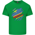 Torn DR Congo Flag Congolese Day Football Mens Cotton T-Shirt Tee Top Irish Green