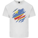 Torn DR Congo Flag Congolese Day Football Mens Cotton T-Shirt Tee Top White