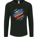 Torn DR Congo Flag Congolese Day Football Mens Long Sleeve T-Shirt Black