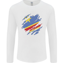 Torn DR Congo Flag Congolese Day Football Mens Long Sleeve T-Shirt White
