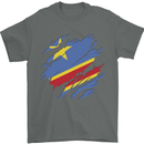 Torn DR Congo Flag Congolese Day Football Mens T-Shirt 100% Cotton Charcoal