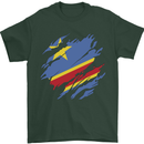 Torn DR Congo Flag Congolese Day Football Mens T-Shirt 100% Cotton Forest Green