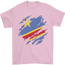 Torn DR Congo Flag Congolese Day Football Mens T-Shirt 100% Cotton Light Pink