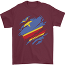 Torn DR Congo Flag Congolese Day Football Mens T-Shirt 100% Cotton Maroon