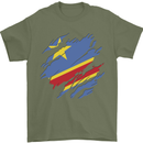 Torn DR Congo Flag Congolese Day Football Mens T-Shirt 100% Cotton Military Green