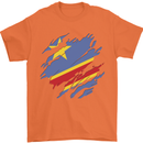 Torn DR Congo Flag Congolese Day Football Mens T-Shirt 100% Cotton Orange