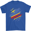 Torn DR Congo Flag Congolese Day Football Mens T-Shirt 100% Cotton Royal Blue
