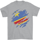 Torn DR Congo Flag Congolese Day Football Mens T-Shirt 100% Cotton Sports Grey