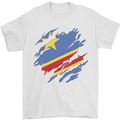 Torn DR Congo Flag Congolese Day Football Mens T-Shirt 100% Cotton White