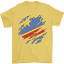Torn DR Congo Flag Congolese Day Football Mens T-Shirt 100% Cotton Yellow