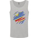 Torn DR Congo Flag Congolese Day Football Mens Vest Tank Top Sports Grey