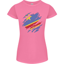 Torn DR Congo Flag Congolese Day Football Womens Petite Cut T-Shirt Azalea